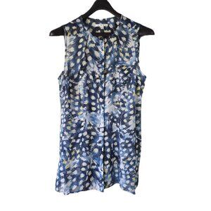 Cabi Sheer Collarless Sleeveless Blouse Shades of Blue Size L